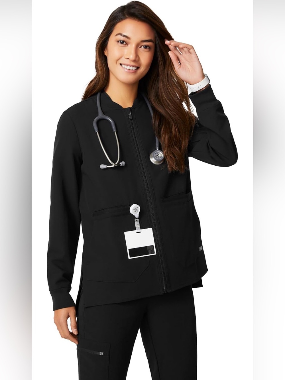 Figs Women’s Bellery Scrub Jacket in Black